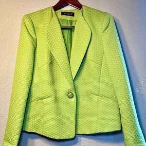 Kasper Women's Lime Green Textured Blazer
